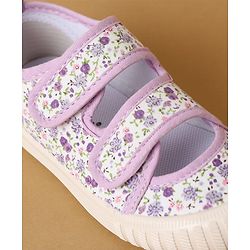 Cute Walk by Babyhug Velcro Closure Casual Shoes with Floral Print - Purple