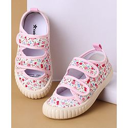 Cute Walk by Babyhug Velcro Closure Casual Shoes with Floral Print - Purple