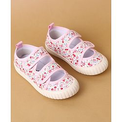 Cute Walk by Babyhug Velcro Closure Casual Shoes with Floral Print - Purple