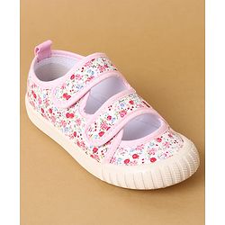Cute Walk by Babyhug Velcro Closure Casual Shoes with Floral Print - Purple