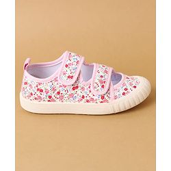 Cute Walk by Babyhug Velcro Closure Casual Shoes with Floral Print - Purple