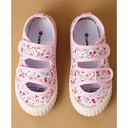 Cute Walk by Babyhug Velcro Closure Casual Shoes with Floral Print - Purple