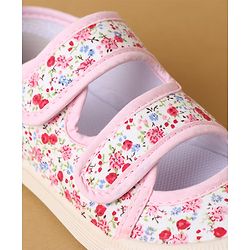 Cute Walk by Babyhug Velcro Closure Casual Shoes with Floral Print - Purple