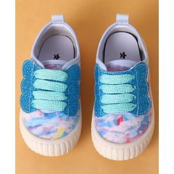 Cute Walk by Babyhug Slip On Casual Shoes with Marble Design & Glitter Detailing - Blue
