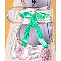 Cute Walk by Babyhug Casual Shoes with Velcro Closure & Cherry Applique - Silver