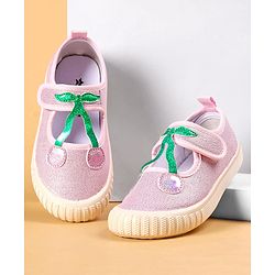 Cute Walk by Babyhug Casual Shoes with Velcro Closure & Cherry Applique - Silver
