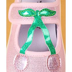 Cute Walk by Babyhug Casual Shoes with Velcro Closure & Cherry Applique - Silver