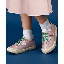 Cute Walk by Babyhug Casual Shoes with Velcro Closure & Cherry Applique - Silver