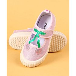 Cute Walk by Babyhug Casual Shoes with Velcro Closure & Cherry Applique - Silver