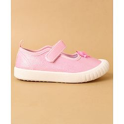 Cute Walk by Babyhug Velcro Closure Casual Shoes with Sequin Heart Applique - Fuchsia