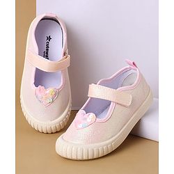 Cute Walk by Babyhug Velcro Closure Casual Shoes with Sequin Heart Applique - Pink