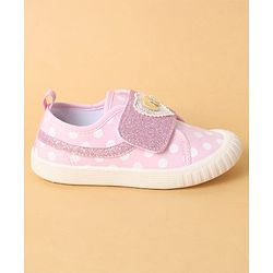 Cute Walk by Babyhug Polka Dots Printed Casual Shoes with Heart Bow Applique & Velcro Closure - Navy Blue