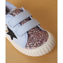 Cute Walk by Babyhug Casual Shoes with Velcro Closure Star & Glitter Print - Light Blue