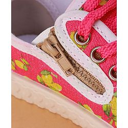 Cute Walk by Babyhug Casual Shoes with Lace Up Closure & Fruits Print - Fuchsia