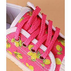 Cute Walk by Babyhug Casual Shoes with Lace Up Closure & Fruits Print - Fuchsia