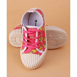 Cute Walk by Babyhug Casual Shoes with Lace Up Closure & Fruits Print - Fuchsia