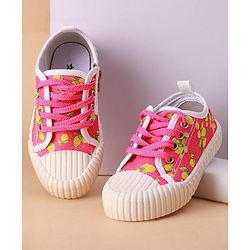 Cute Walk by Babyhug Casual Shoes with Lace Up Closure & Fruits Print - Fuchsia