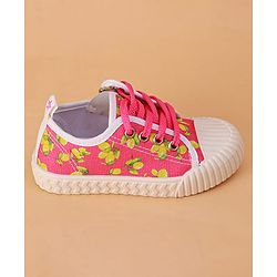 Cute Walk by Babyhug Casual Shoes with Lace Up Closure & Fruits Print - Fuchsia