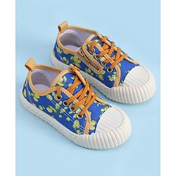 Cute Walk by Babyhug Casual Shoes with Lace Up Closure & Fruits Print - Fuchsia