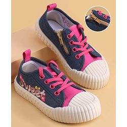 Cute Walk by Babyhug Lace Up Closure Casual Shoes with Sequin Applique - Fuchsia