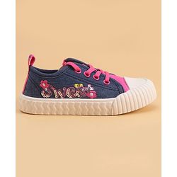 Cute Walk by Babyhug Lace Up Closure Casual Shoes with Sequin Applique - Fuchsia