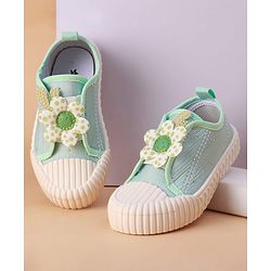 Cute Walk by Babyhug Slip on Casual Shoes with Floral Applique - Light Green