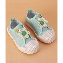 Cute Walk by Babyhug Slip on Casual Shoes with Floral Applique - Light Green