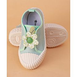 Cute Walk by Babyhug Slip on Casual Shoes with Floral Applique - Light Green