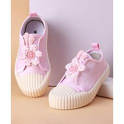 Cute Walk by Babyhug Slip on Casual Shoes with Floral Applique - Light Green