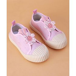 Cute Walk by Babyhug Slip on Casual Shoes with Floral Applique - Light Green