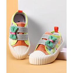 Cute Walk by Babyhug Casual Shoes with Velcro Closure & Bow Applique - Green & Orange