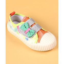 Cute Walk by Babyhug Casual Shoes with Velcro Closure & Bow Applique - Green & Orange