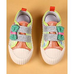 Cute Walk by Babyhug Casual Shoes with Velcro Closure & Bow Applique - Green & Orange