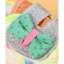 Cute Walk by Babyhug Casual Shoes with Velcro Closure & Bow Applique - Green & Orange
