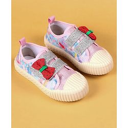 Cute Walk by Babyhug Casual Shoes with Velcro Closure & Bow Applique - Green & Orange