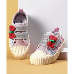 Cute Walk by Babyhug Casual Shoes with Velcro Closure & Bow Applique - Green & Orange