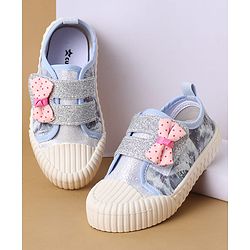 Cute Walk by Babyhug Casual Shoes with Velcro Closure & Bow Applique - Green & Orange