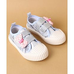 Cute Walk by Babyhug Casual Shoes with Velcro Closure & Bow Applique - Green & Orange