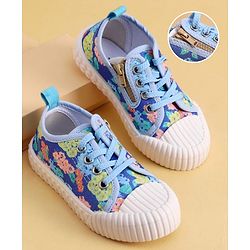 Cute Walk by Babyhug Lace up Closure Casual Shoes with Floral Print - Blue