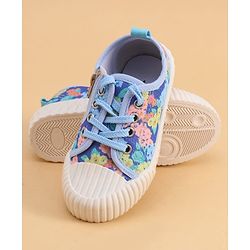 Cute Walk by Babyhug Lace up Closure Casual Shoes with Floral Print - Blue