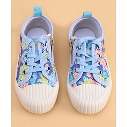 Cute Walk by Babyhug Lace up Closure Casual Shoes with Floral Print - Blue