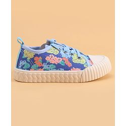 Cute Walk by Babyhug Lace up Closure Casual Shoes with Floral Print - Blue