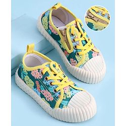 Cute Walk by Babyhug Lace up Closure Casual Shoes with Floral Print - Blue
