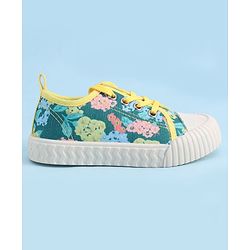 Cute Walk by Babyhug Lace up Closure Casual Shoes with Floral Print - Blue