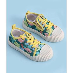 Cute Walk by Babyhug Lace up Closure Casual Shoes with Floral Print - Blue