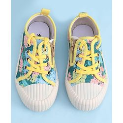 Cute Walk by Babyhug Lace up Closure Casual Shoes with Floral Print - Blue