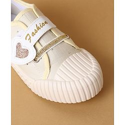 Cute Walk by Babyhug Velcro Closure Casual Shoes with Heart Sequin Detailing - Light Yellow