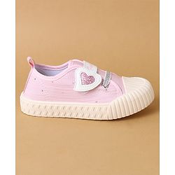 Cute Walk by Babyhug Velcro Closure Casual Shoes with Heart Sequin Detailing - Light Yellow