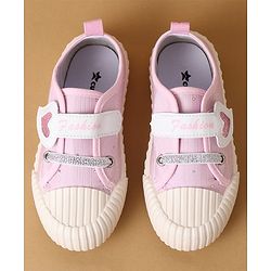 Cute Walk by Babyhug Velcro Closure Casual Shoes with Heart Sequin Detailing - Light Yellow