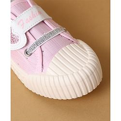 Cute Walk by Babyhug Velcro Closure Casual Shoes with Heart Sequin Detailing - Light Yellow
